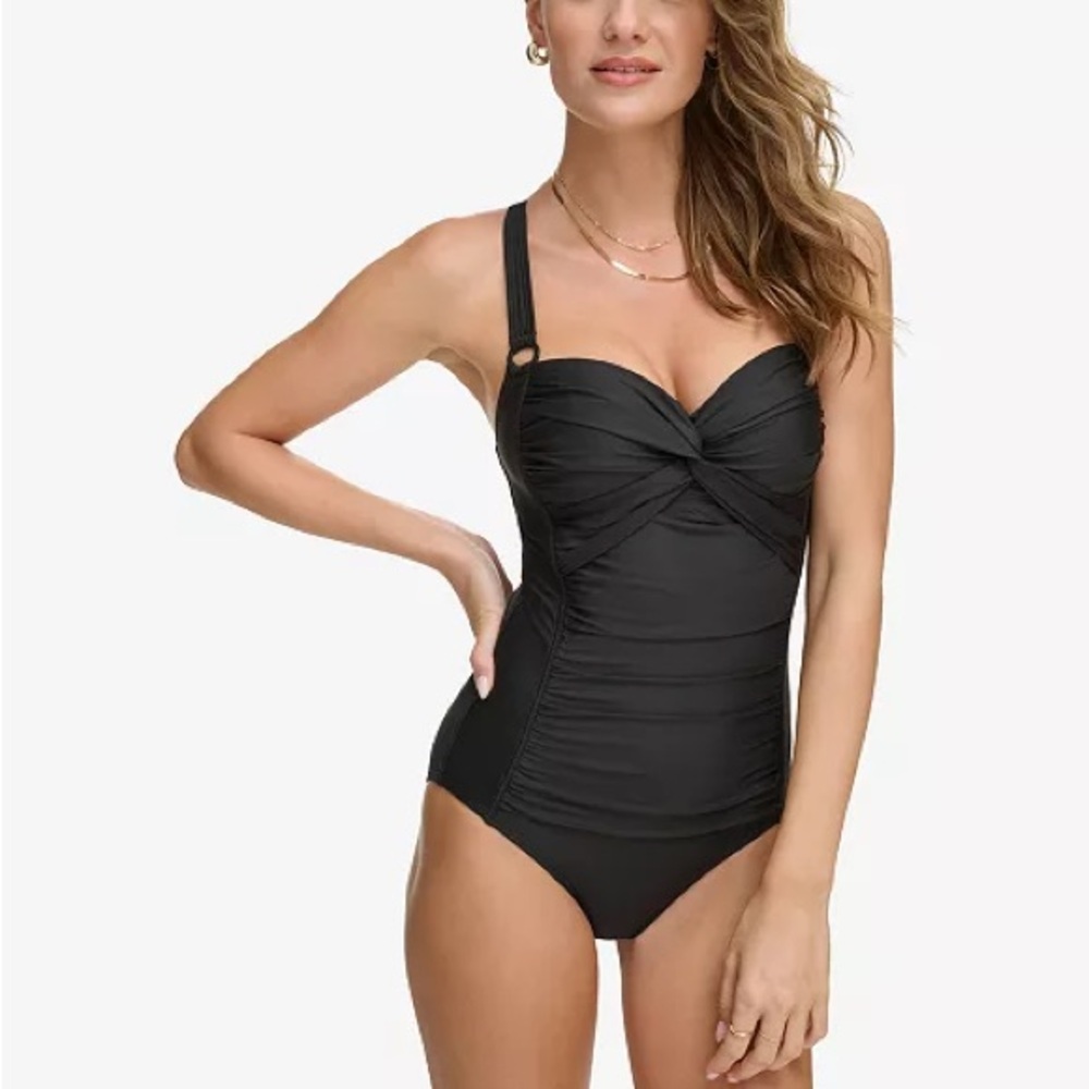 DKNY Women's One Piece Sweetheart Neck Bathing Suit